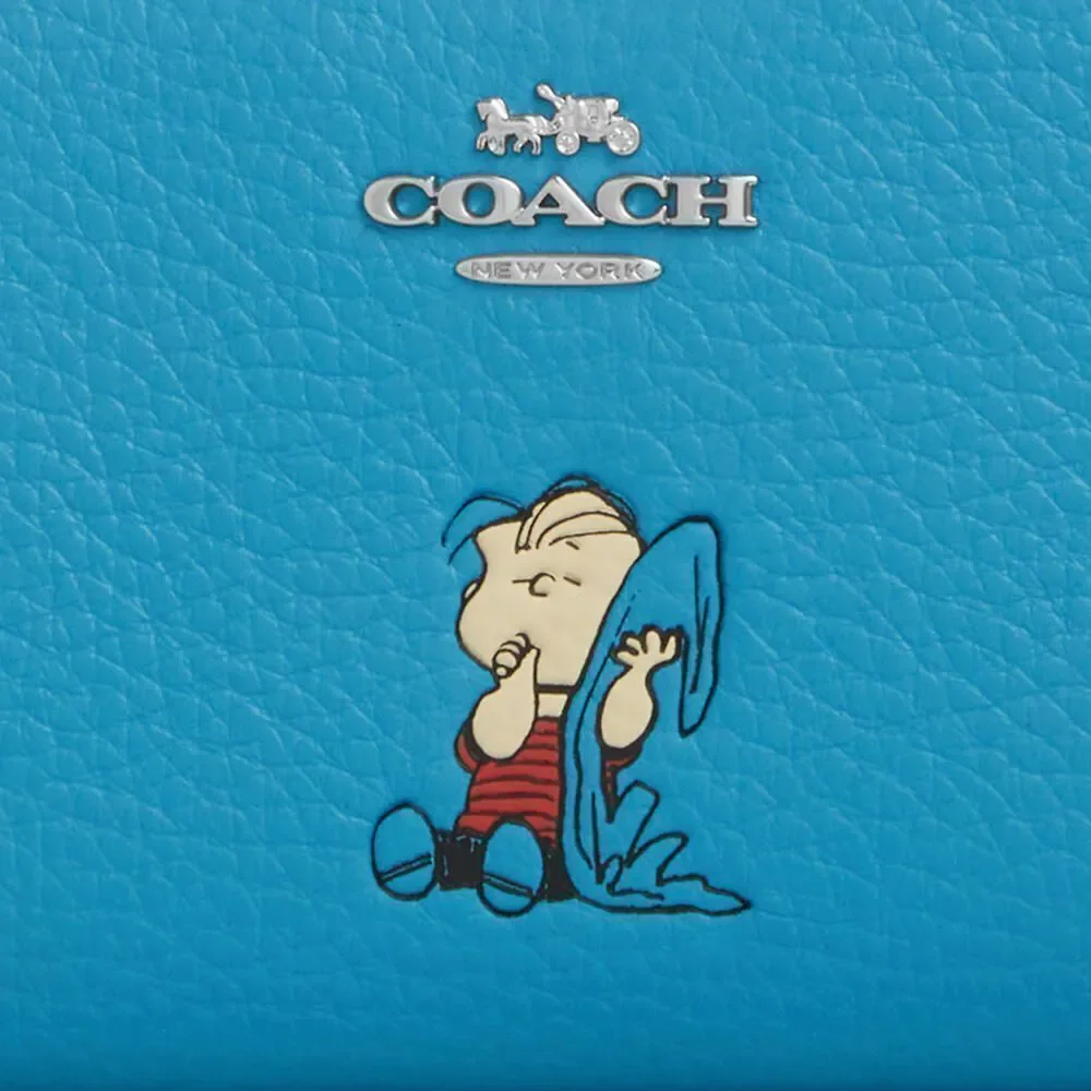 Coach X Peanuts Leather Snap Wallet With Linus Bag Purse - Picture 11 of 13